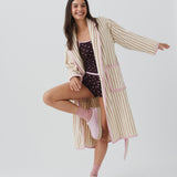 Winter Robe - Cream Stripe