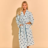 Blue Hearts Cotton Beach Bathrobe