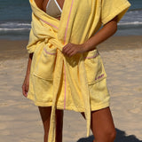 Robe - Yellow with Pink Piping