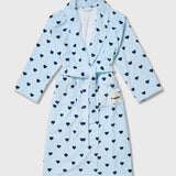 Blue Hearts Cotton Beach Bathrobe