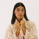 Winter Robe - Cream Stripe